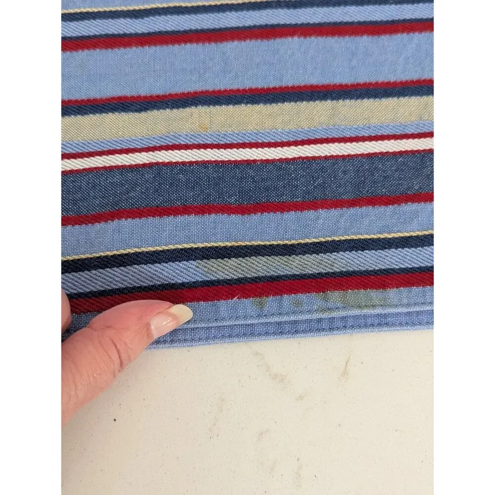 8 Placemats Double sided Coastal Nautical Americana Multi tonal Striped